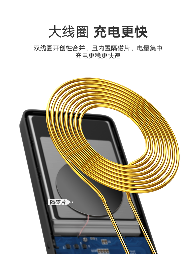 沐鸣2无线充电宝，10000毫安苹果小米三星无线充电通用
