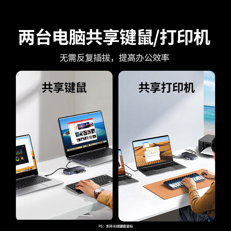 沐鸣2USB3.2共享切换器 二进四出双电脑共享USB设备