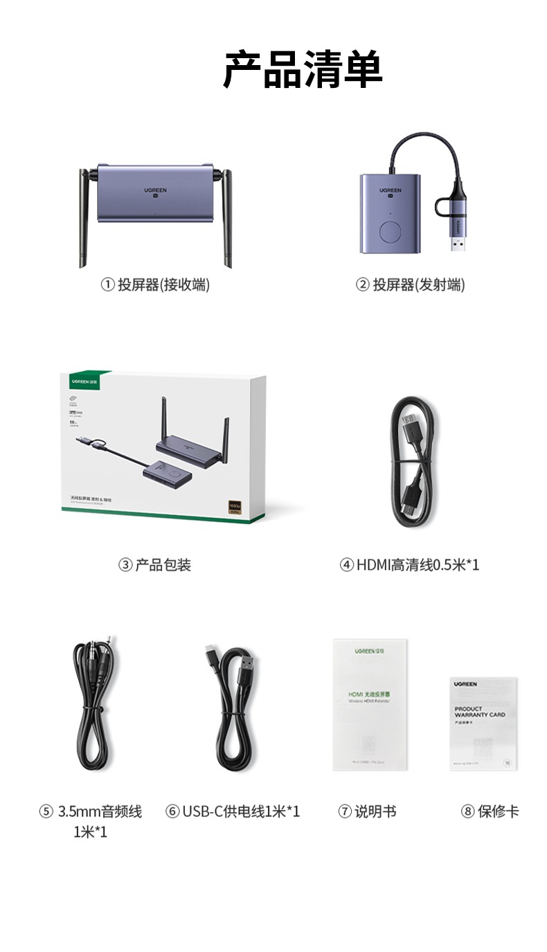 沐鸣2CM711企业级投屏器 50米传输 双频稳定 多接口适用
