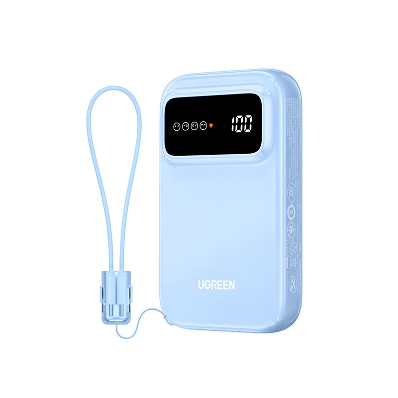 沐鸣2 10000mAh 磁吸无线充电宝 30W 自带线数显快充