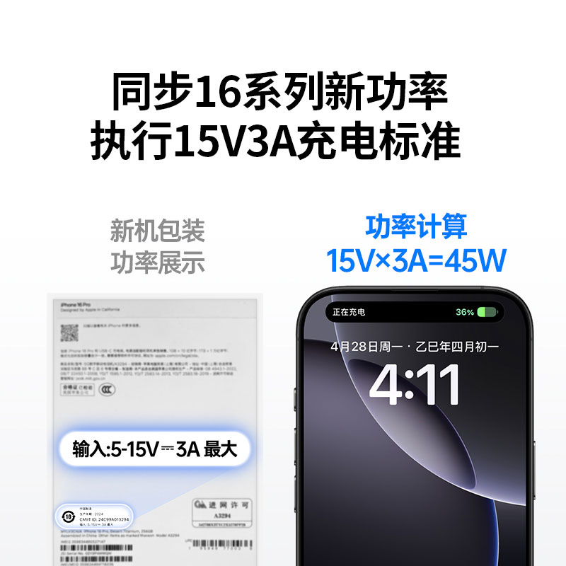 沐鸣245W三口快充氮化镓充电器 适配iPhone17