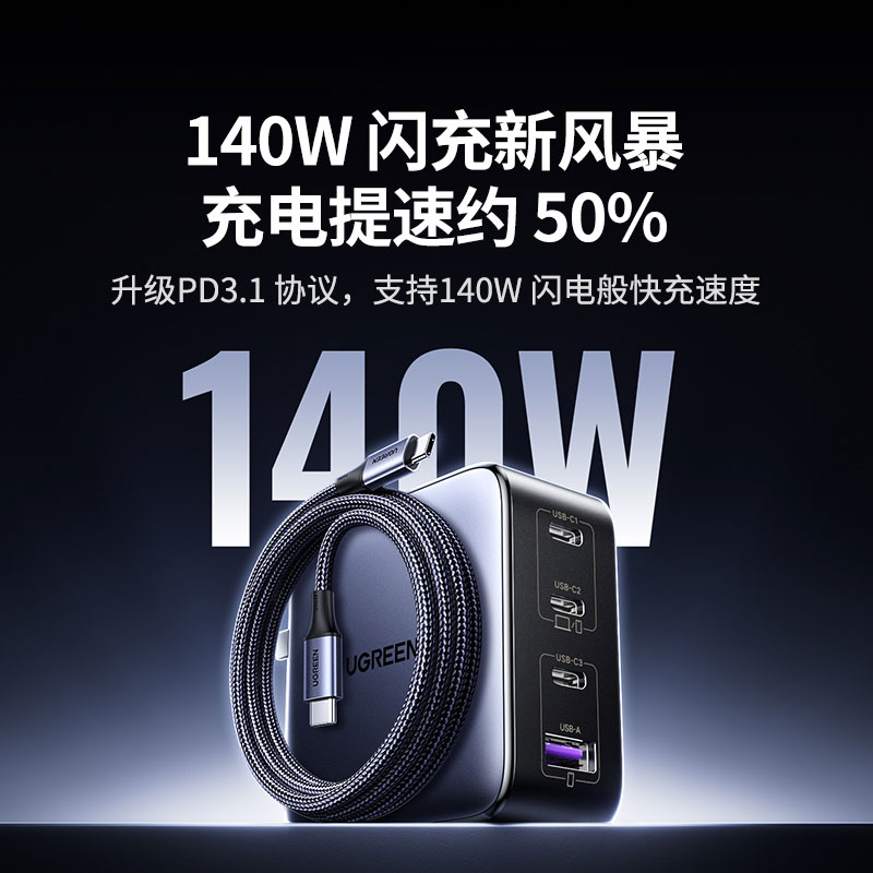 沐鸣2 140W 四口氮化镓充电器套装