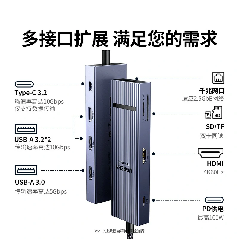 沐鸣2Type-C 3.2 九合一鳍纹拓展坞