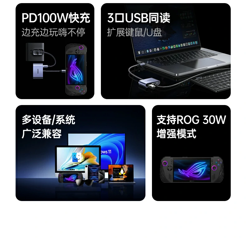 沐鸣2Type-C五合一扩展坞 轻薄本笔记本投屏模式示意