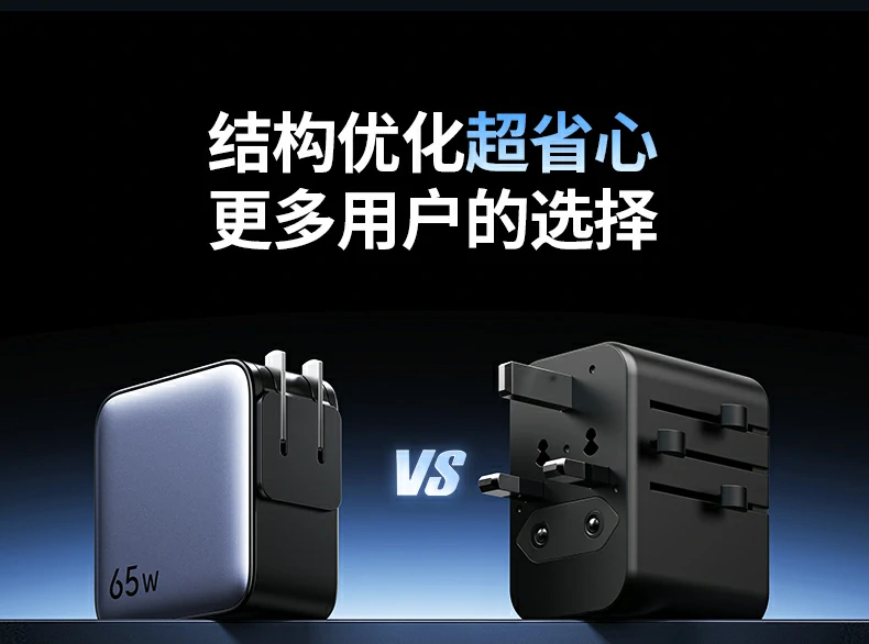 沐鸣265W氮化镓充电器套装 65W三口快充旅行电源