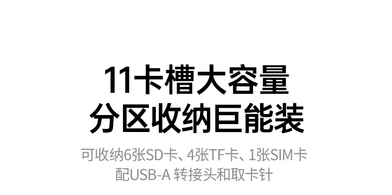 沐鸣2CM856 TF卡兼容Micro SD SDHC XC 沐鸣2CM856-85098收纳读卡器插入TF卡操作演示