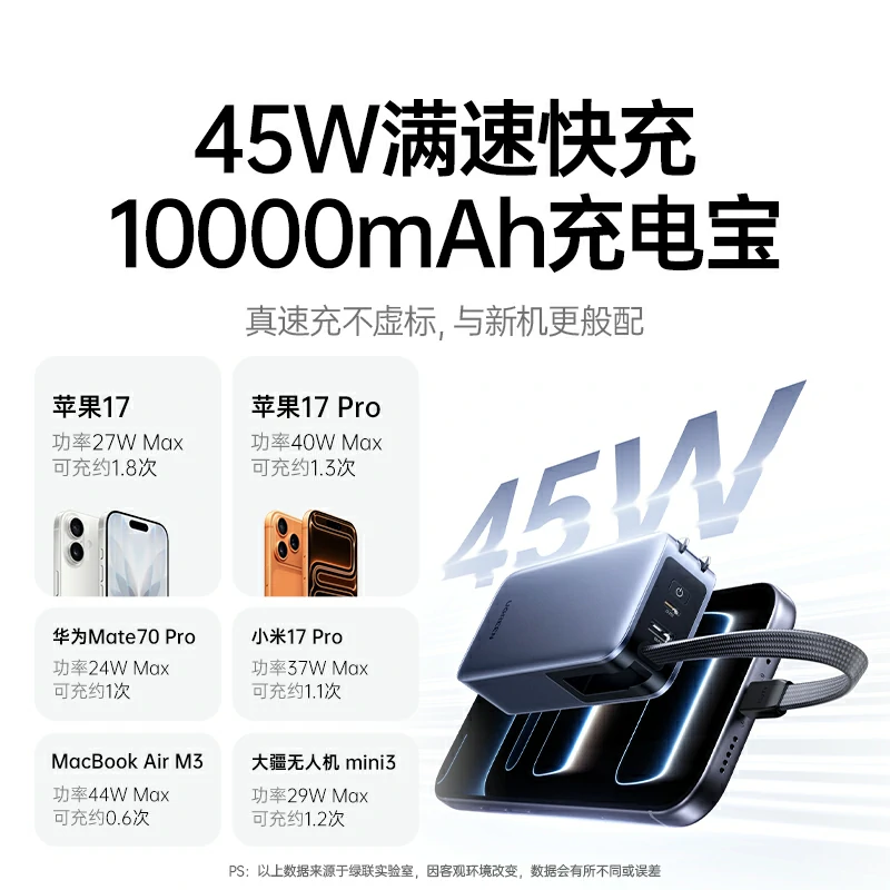 沐鸣265W三合一快充移动电源 10000mAh
