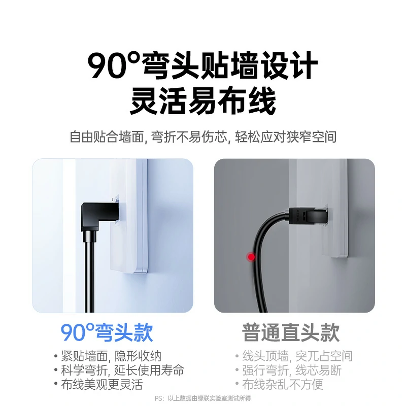 沐鸣2超六类弯头网线 万兆低延迟家用工程高速网线